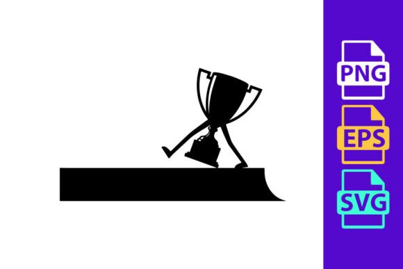 A Cartoon Trophy Character Walking on a Dynamic Path