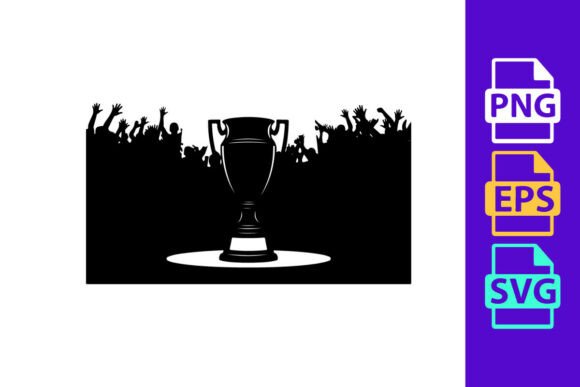 A Shining Trophy Cup with a Crowd of Peo: Bold Display for Victory