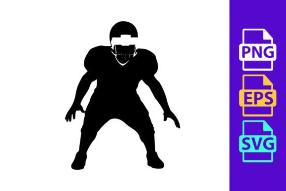 American Football Player in Defensive St: Bold Silhouette for Dynamic Design
