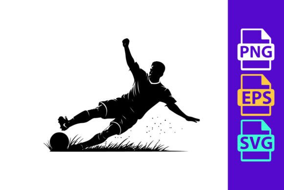 Capturing Motion: The Soccer Player in Dynamic Action Sliding Clipart