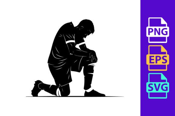 Dynamic Action: The Soccer Player Kneeling on One Knee in Co Clipart