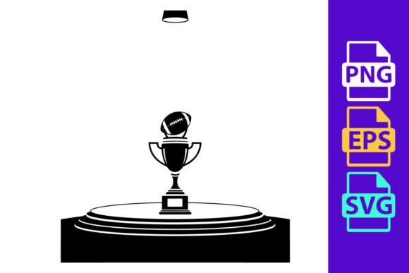 Dynamic Football Clipart: A Bold Black and White Vector Silhouette