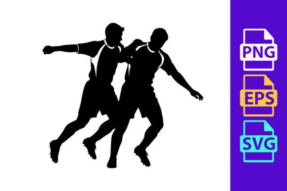 Dynamic Football Silhouettes: Two Male Athletes in Action