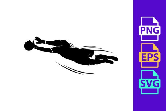 Dynamic Motion: A Black Silhouette of a Person Diving to Football