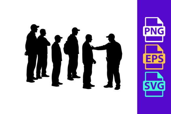 Dynamic Vector Art: Silhouette of a Line of People with One & Football