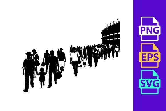 Silhouetted Crowd Walking Towards a Larg: Capturing Collective Energy