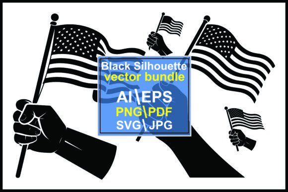 Silhouettes Fists Holding American Flags: Bold Visual Impact