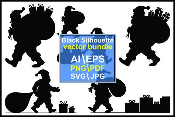 Silhouettes Santa Claus Carrying Gift: A Festive Design Asset