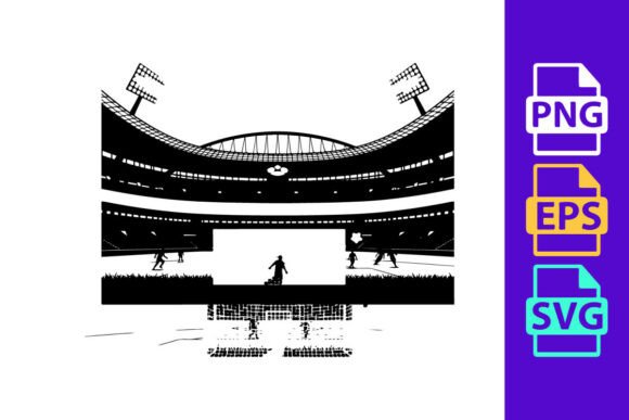 Soccer Stadium with Players in Action: Dynamic Vector Design
