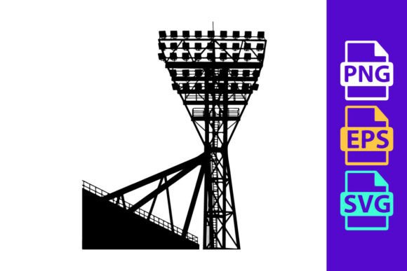 Stadium Light Tower & Football Silhouette: A Dynamic Vector Set